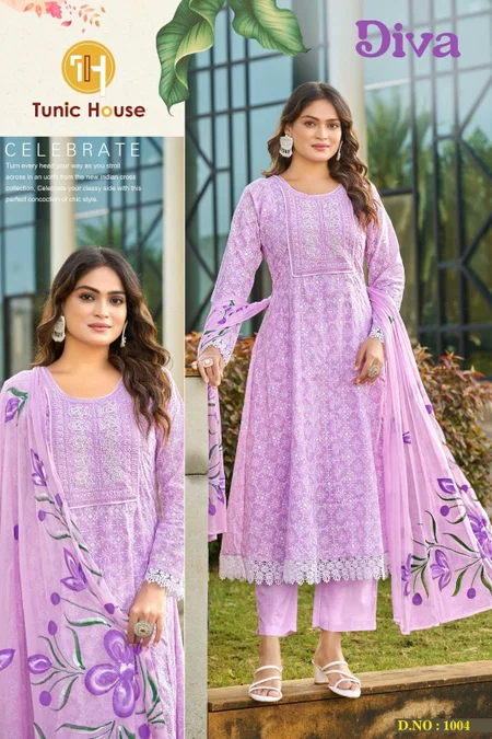 Diva By Tunic House Cotton Wholesale Kurti With Bottom Dupatta In India
